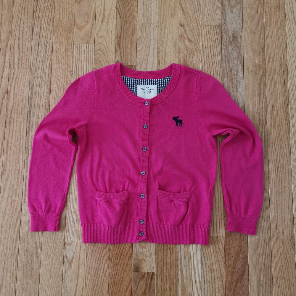 Vintage Women Y2K Abercrombie & Fitch Slim Fit Cardigan Sweater Pockets Pink